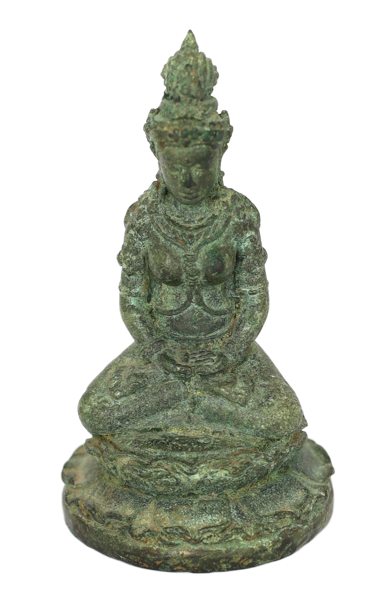 A bronze seated figure of Tara, Central Java, 9th century